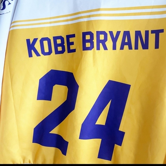 Kobe Bryant Mens NBA Los Angeles LA Lakers Button Front Athletic Jacket Yellow - Picture 6 of 8